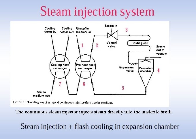 The continuous steam injector injects steam directly into the unsterile broth 