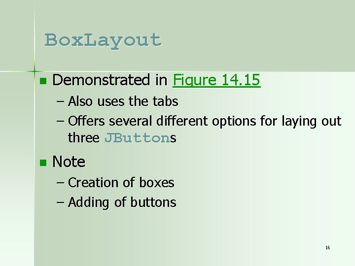 Box. Layout n Demonstrated in Figure 14. 15 – Also uses the tabs –