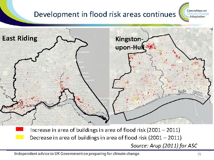 Development in flood risk areas continues East Riding Kingstonupon-Hull Increase in area of buildings