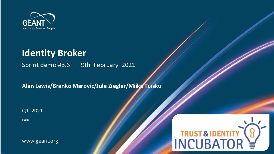 Identity Broker Sprint demo #3. 6 – 9 th February 2021 Alan Lewis/Branko Marovic/Jule