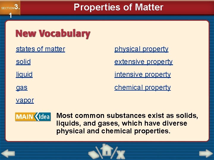 Properties of Matter 3. SECTION 1 states of matter physical property solid extensive property