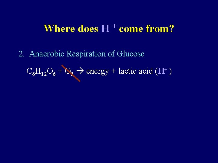 Where does H + come from? 2. Anaerobic Respiration of Glucose C 6 H