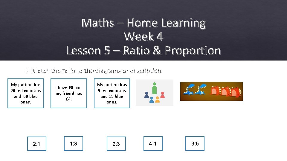 Maths – Home Learning Week 4 Lesson 5 – Ratio & Proportion Match the