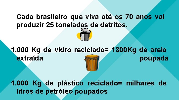 Cada brasileiro que viva até os 70 anos vai produzir 25 toneladas de detritos.