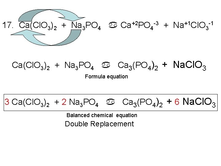 17. Ca(Cl. O 3)2 + Na 3 PO 4 a Ca+2 PO 4 -3