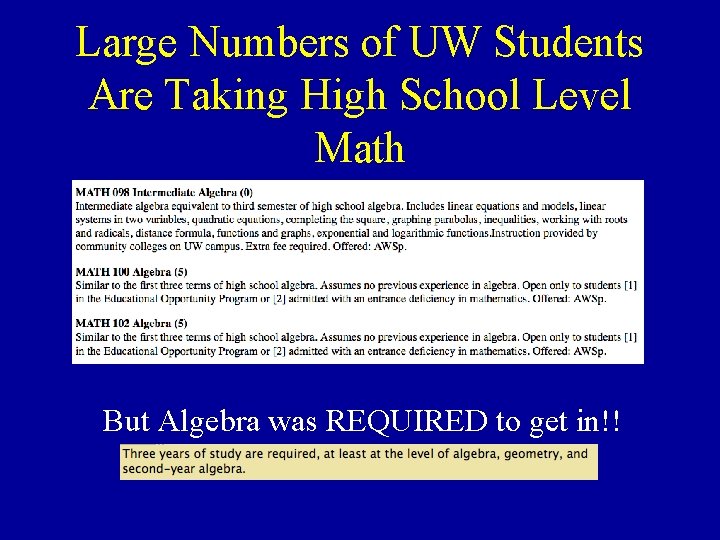 Large Numbers of UW Students Are Taking High School Level Math But Algebra was