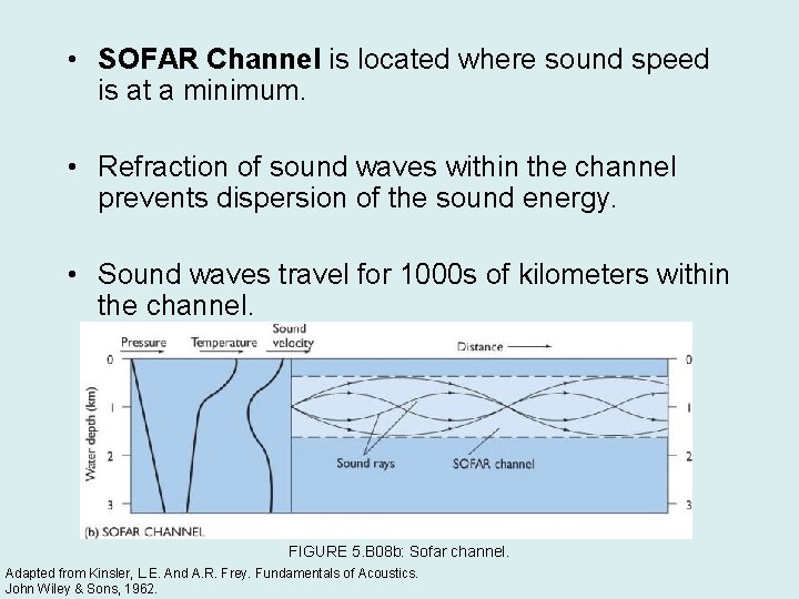  • SOFAR Channel is located where sound speed is at a minimum. •