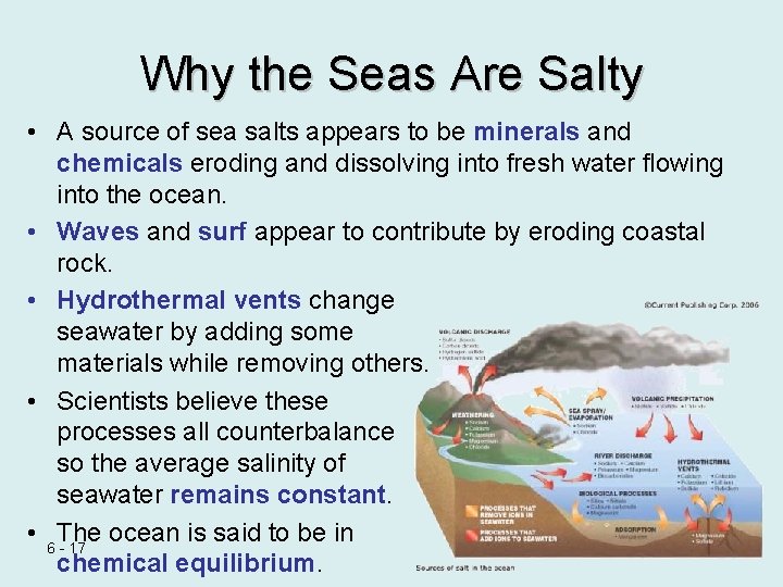 Why the Seas Are Salty • A source of sea salts appears to be