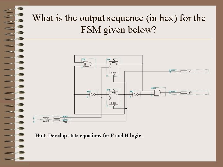 What is the output sequence (in hex) for the FSM given below? Hint: Develop