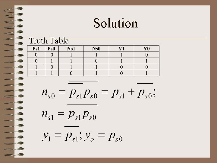 Solution Truth Table 
