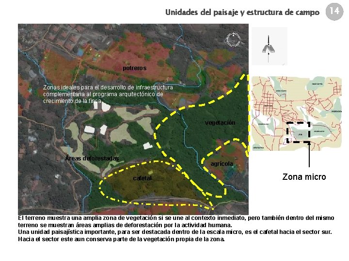 Unidades del paisaje y estructura de campo 14 potreros Zonas ideales para el desarrollo