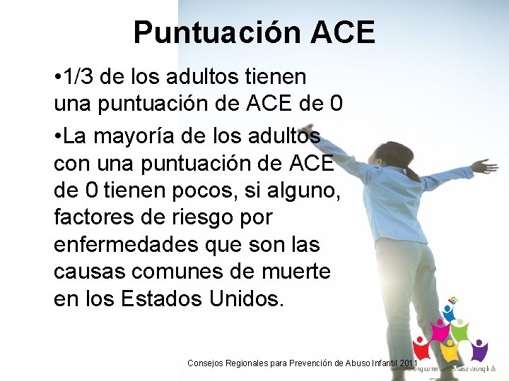 Puntuación ACE • 1/3 de los adultos tienen una puntuación de ACE de 0