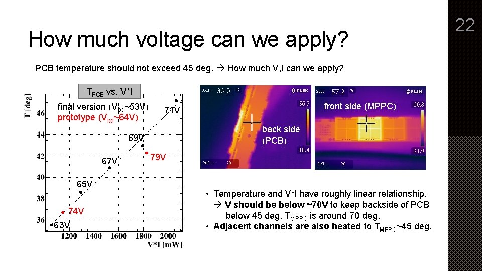 How much voltage can we apply? PCB temperature should not exceed 45 deg. How