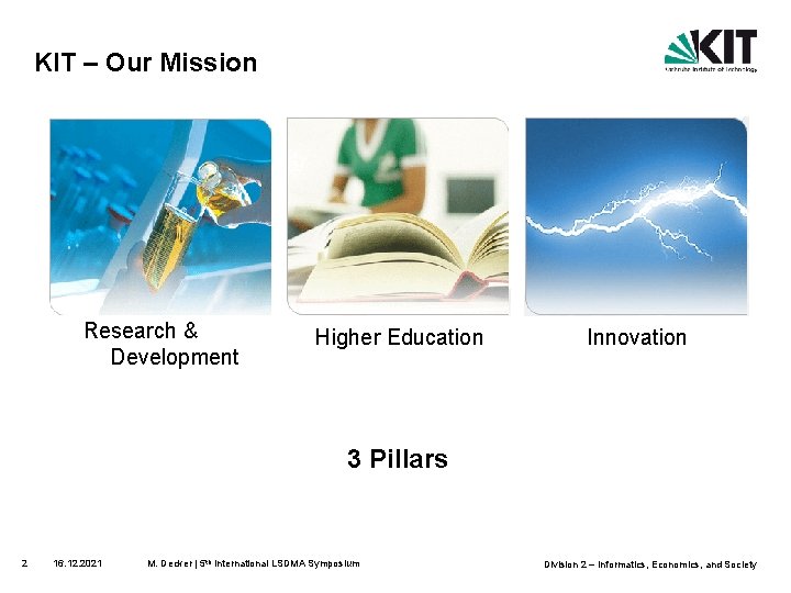 KIT – Our Mission Research & Development Higher Education Innovation 3 Pillars 2 16.