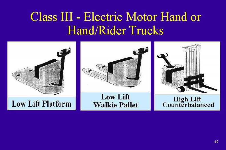 Class III - Electric Motor Hand/Rider Trucks 49 