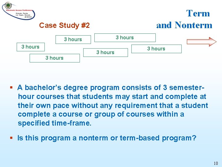 Term and Nonterm Case Study #2 3 hours 3 hours § A bachelor’s degree