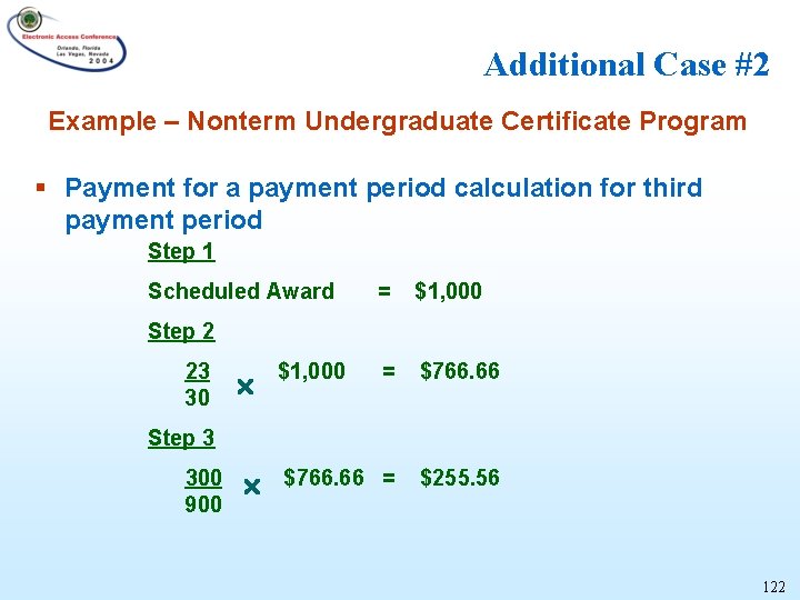 Additional Case #2 Example – Nonterm Undergraduate Certificate Program § Payment for a payment