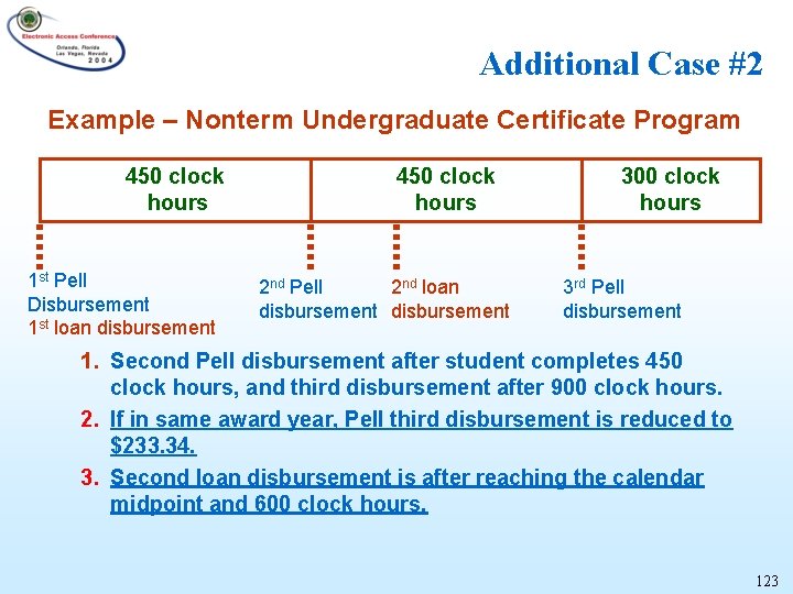 Additional Case #2 Example – Nonterm Undergraduate Certificate Program 450 clock hours 1 st