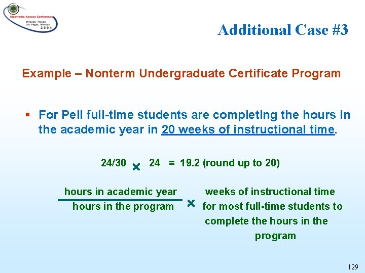 Additional Case #3 Example – Nonterm Undergraduate Certificate Program § For Pell full-time students