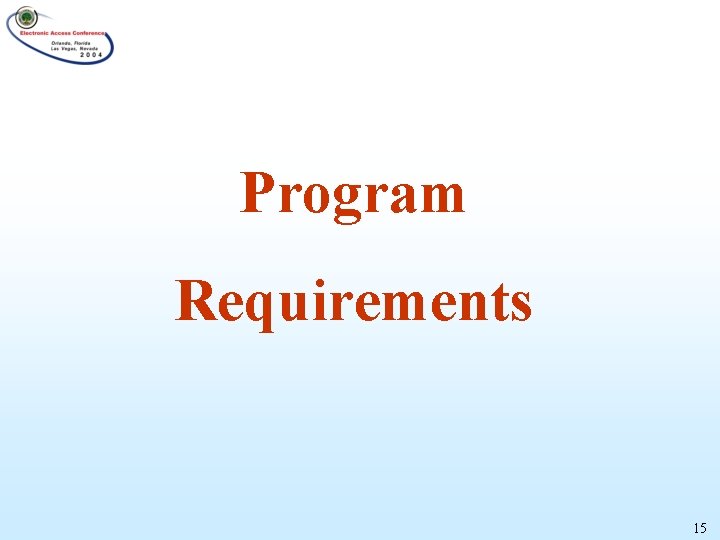 Program Requirements 15 