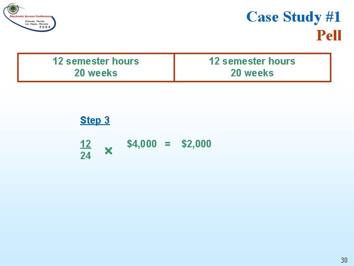 Case Study #1 Pell 12 semester hours 20 weeks Step 3 12 24 $4,