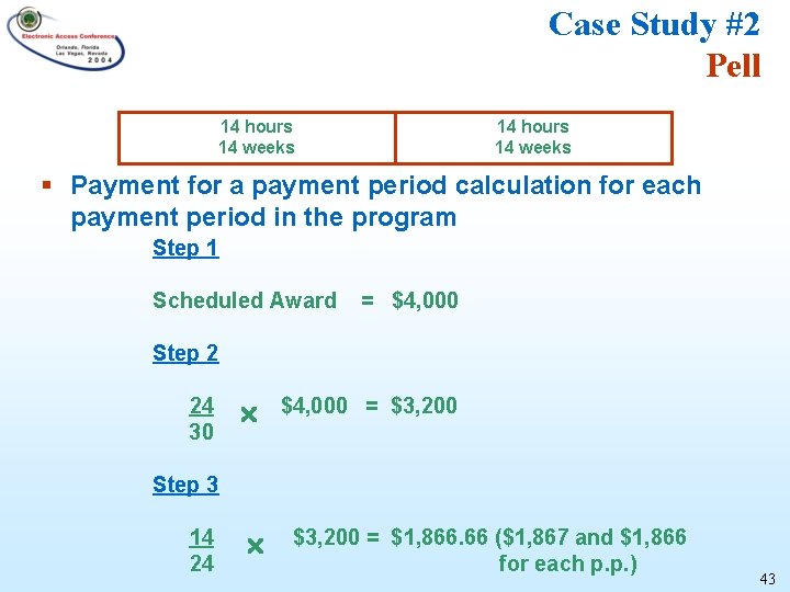 Case Study #2 Pell 14 hours 14 weeks § Payment for a payment period