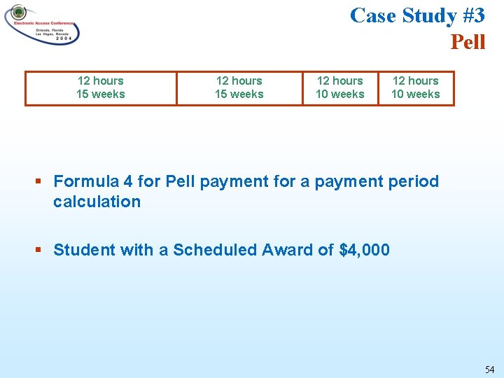 Case Study #3 Pell 12 hours 15 weeks 12 hours 10 weeks § Formula