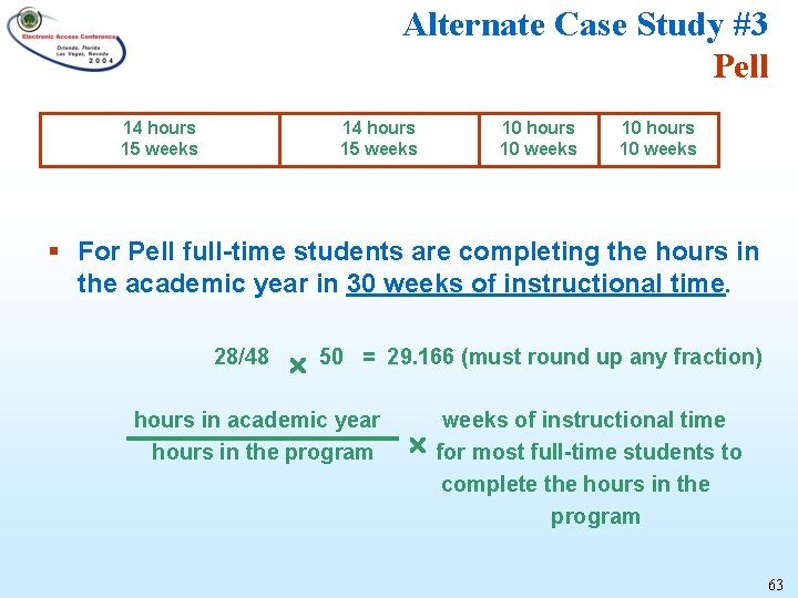 Alternate Case Study #3 Pell 14 hours 15 weeks 10 hours 10 weeks §