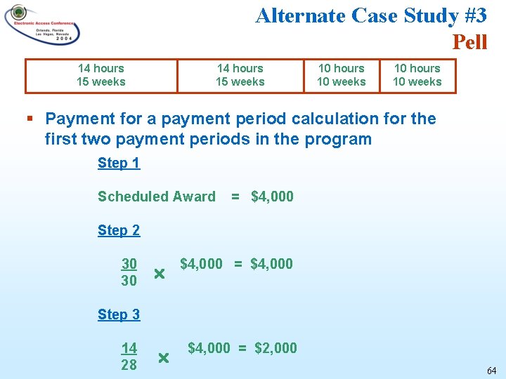 Alternate Case Study #3 Pell 14 hours 15 weeks 10 hours 10 weeks §