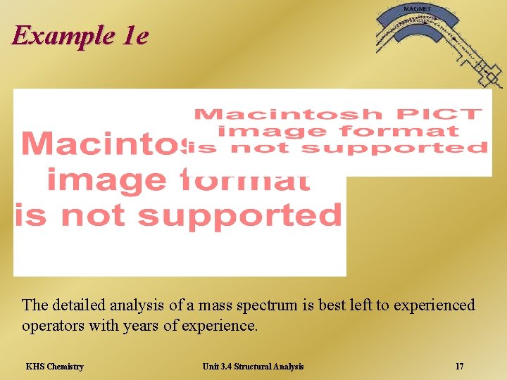 Example 1 e The detailed analysis of a mass spectrum is best left to