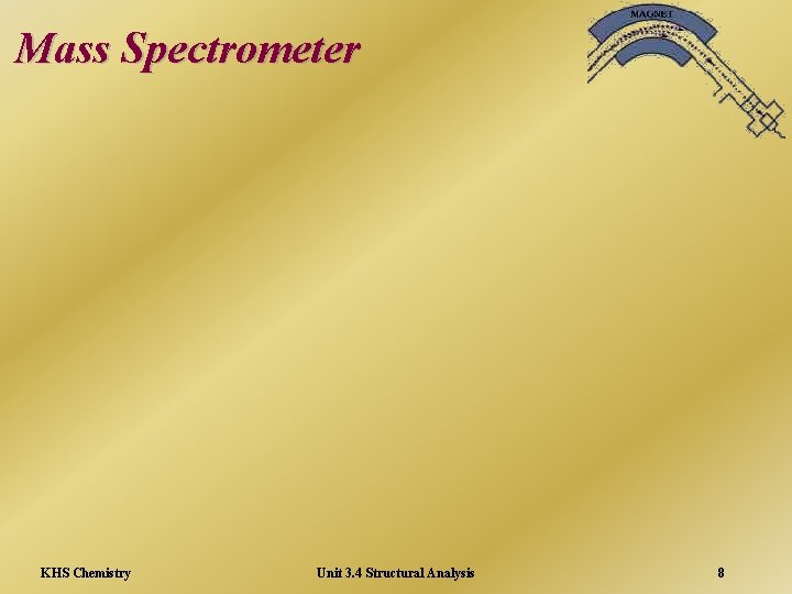 Mass Spectrometer KHS Chemistry Unit 3. 4 Structural Analysis 8 