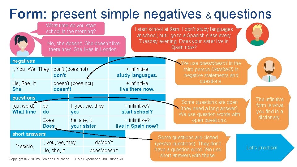 Form: present simple negatives & questions What time do you start school in the Form: present simple negatives & questions What time do you start school in the