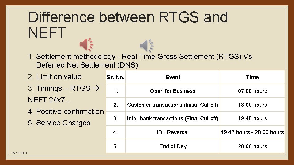 Difference between RTGS and NEFT 1. Settlement methodology - Real Time Gross Settlement (RTGS)