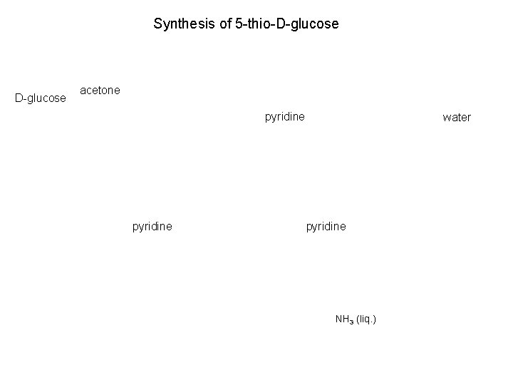 Synthesis of 5 -thio-D-glucose acetone pyridine water pyridine NH 3 (liq. ) 