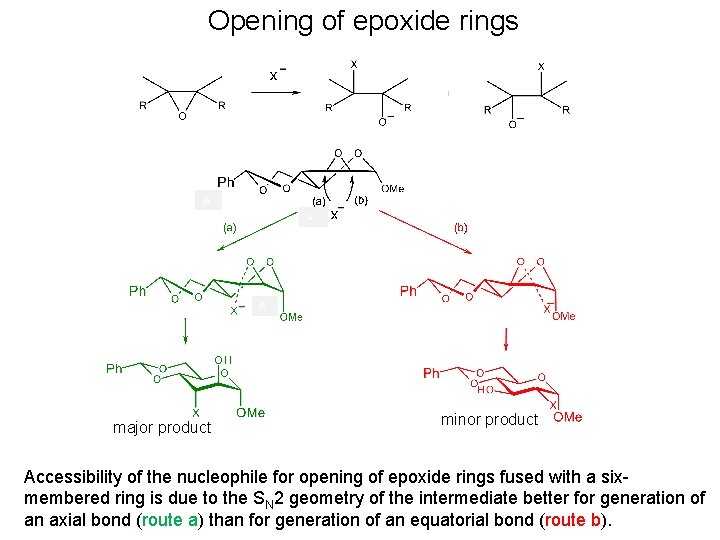 Opening of epoxide rings A A A major product minor product Accessibility of the