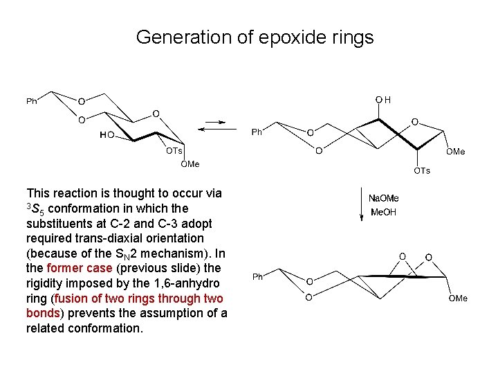 Generation of epoxide rings This reaction is thought to occur via 3 S conformation