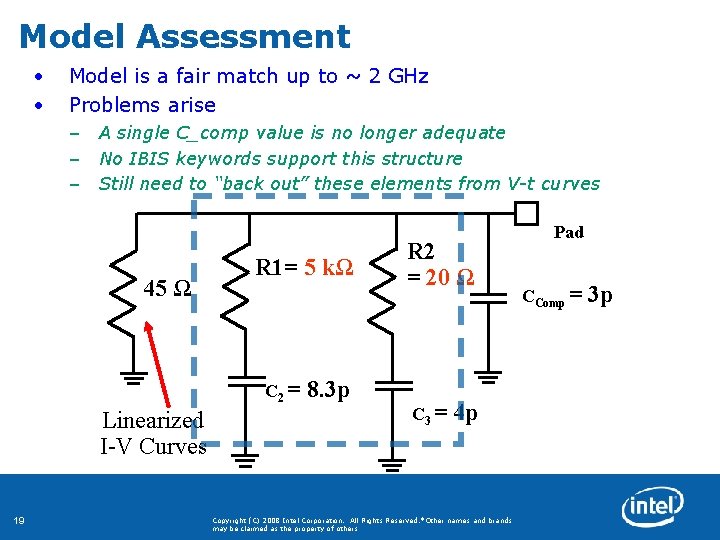 Model Assessment • • Model is a fair match up to ~ 2 GHz