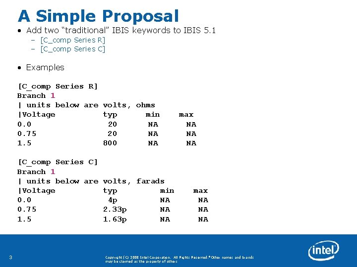 A Simple Proposal • Add two “traditional” IBIS keywords to IBIS 5. 1 –