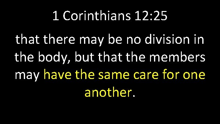 1 Corinthians 12: 25 that there may be no division in the body, but