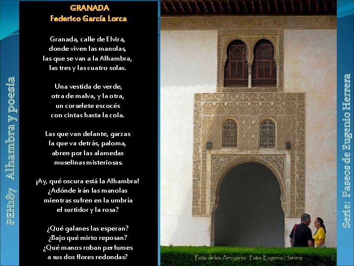 GRANADA Federico García Lorca PEH 187 Alhambra y poesía Granada, calle de Elvira, donde
