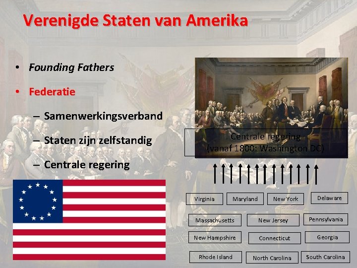 Verenigde Staten van Amerika • Founding Fathers • Federatie – Samenwerkingsverband – Staten zijn