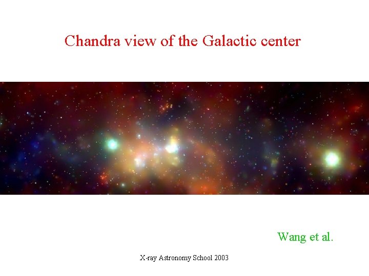 Chandra view of the Galactic center Wang et al. X-ray Astronomy School 2003 