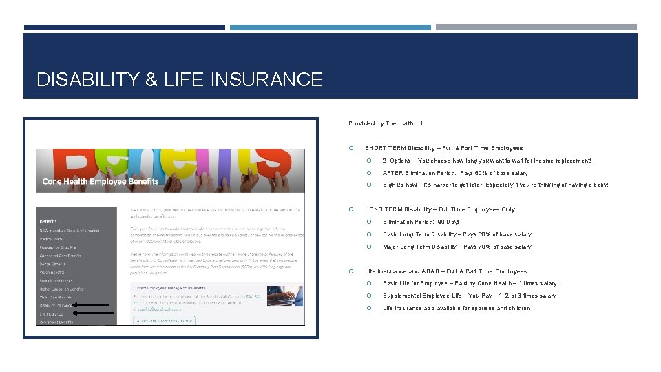 DISABILITY & LIFE INSURANCE Provided by The Hartford SHORT TERM Disability – Full &