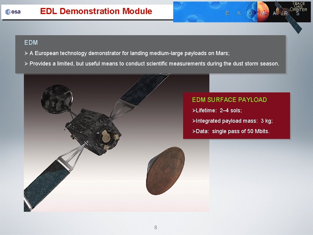 EDL Demonstration Module E X O M A EDM Ø A European technology demonstrator