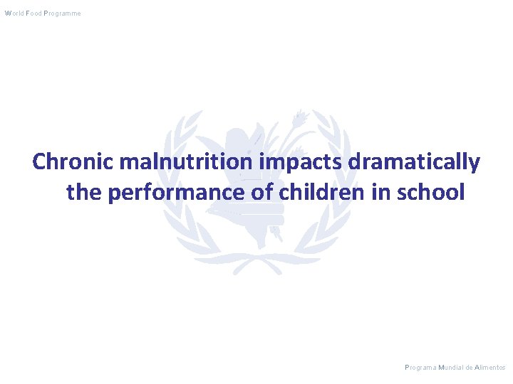World Food Programme Chronic malnutrition impacts dramatically the performance of children in school Programa