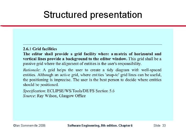 Structured presentation ©Ian Sommerville 2006 Software Engineering, 8 th edition. Chapter 6 Slide 33