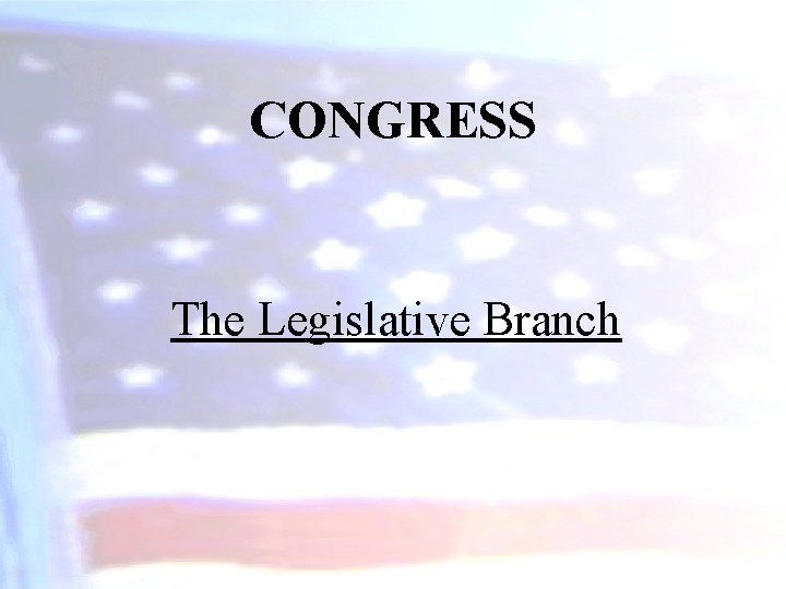 CONGRESS The Legislative Branch 