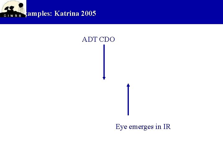 Examples: Katrina 2005 ADT CDO Eye emerges in IR 