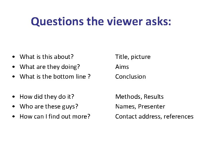 Questions the viewer asks: • What is this about? • What are they doing?