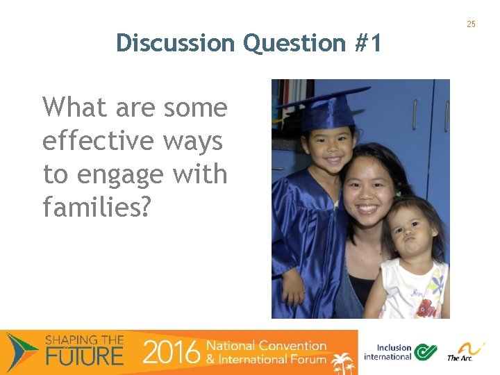 Discussion Question #1 What are some effective ways to engage with families? 25 